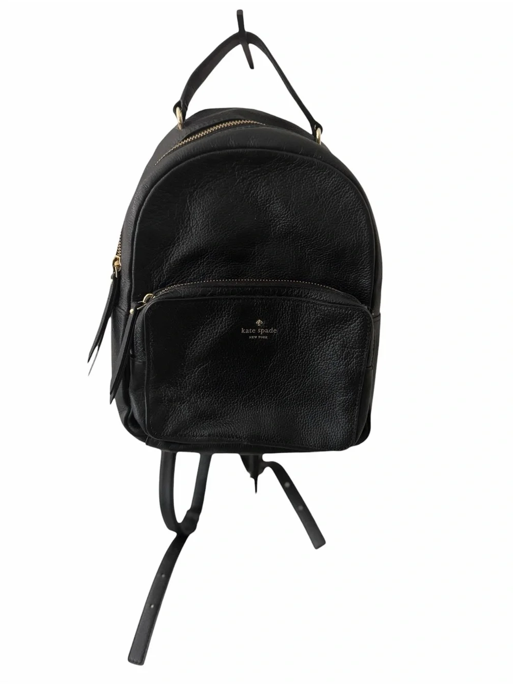 kate spade Black Leather Backpack with Gold Logo